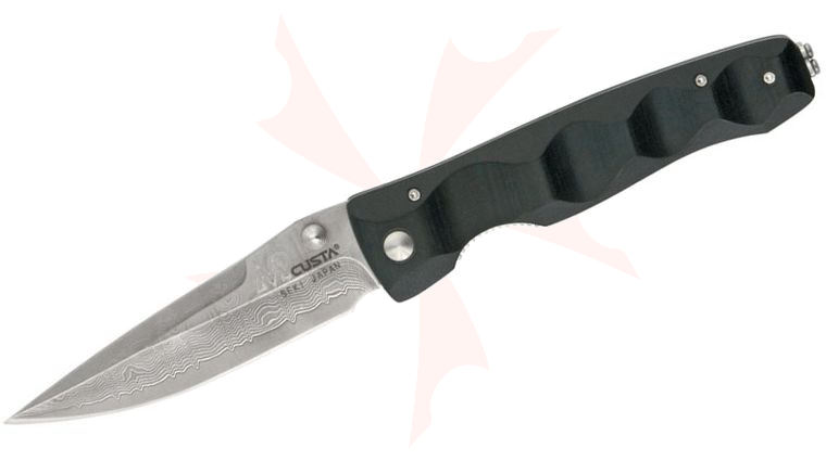 Mcusta MC-121D Tactility Folding Knife 3.75 inch VG10 Damascus Blade, Black Micarta Handles