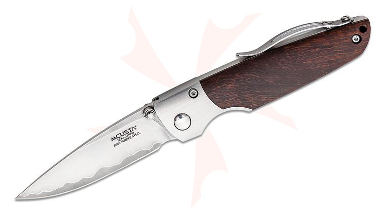 Mcusta MC-143G Shinra Mixture Teana Folding Knife 2.81 inch SPG2 San Mai Blade, Ironwood Handle with Steel Bolster