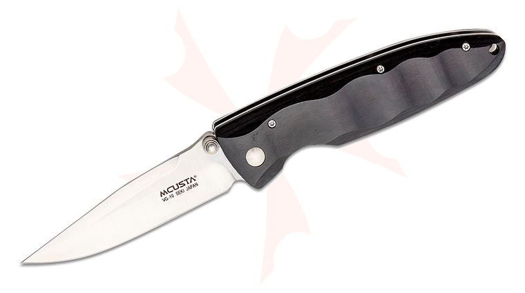 Mcusta MC-17V Classic Wave Folding Knife 3.40 inch VG-10 Drop Point Blade, Black Pakkawood Handles