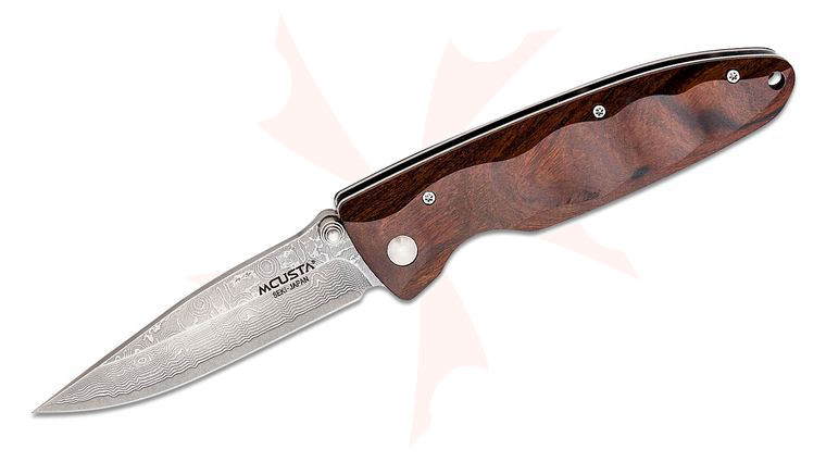 Mcusta MC-18D Classic Wave Folding Knife 3.40 inch VG-10 Damascus Drop Point Blade, Ironwood Handles