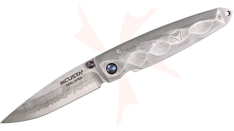 Mcusta MC-34D Tsuchi Classic Damascus Folder 2.75 inch Blade, Damascus Handles