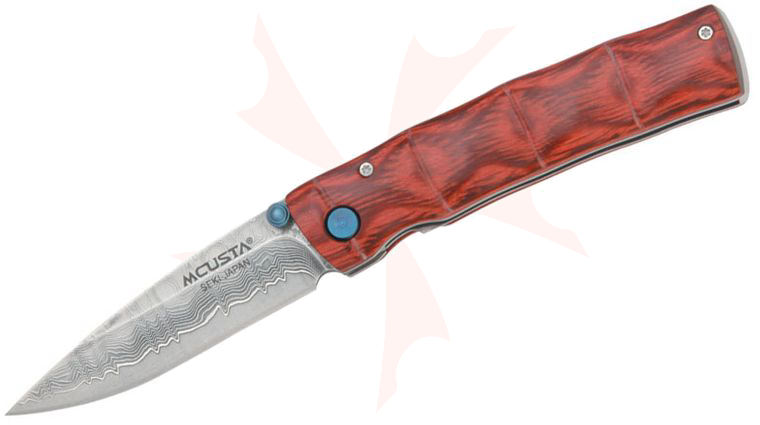 Mcusta MC-75D Take Folder 2.75 inch Plain VG10 Damascus Drop Point Blade, Stamina Wood Handles