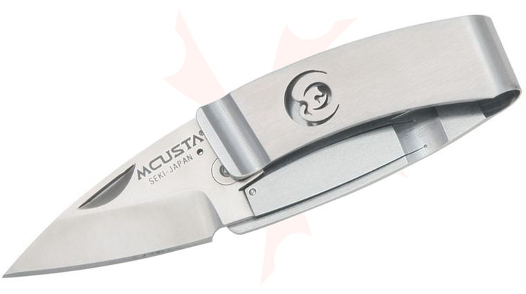 Mcusta MC-83 Kamon Tsuru Crest Money Clip Folding Knife 1.875 inch Satin Plain Blade, Stainless Steel Handles