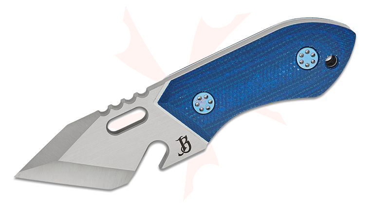 Mechforce Jensen Bergman Collab Brew Tool Fixed Blade Knife 1.93 inch CPM-MagnaCut Satin Chisel Ground Tanto Blade, Blue Micarta Handles w/ White Liners, Kydex IWB Sheath