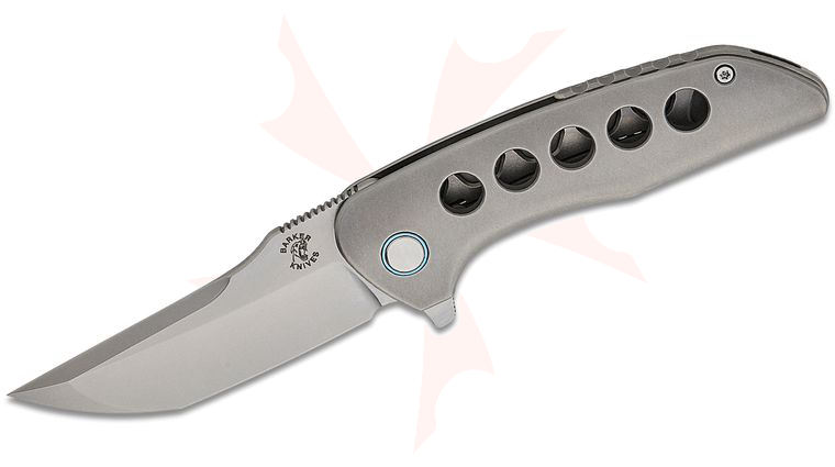 Mechforce Barker Collab Hokkaido Frame Lock Flipper Knife 3.5 inch CPM-MagnaCut Stonewashed Tanto Blade, Skeletonized Titanium Handles