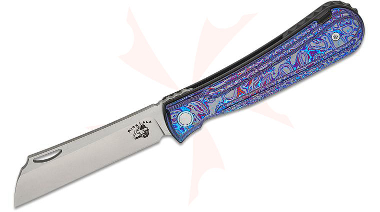 Mechforce Rick Lala Collab Caipira Liner Lock Traditional Front Flipper Knife 3.25 inch M390 Two-Tone Modified Sheepsfoot Blade, Milled Mokuti Handles
