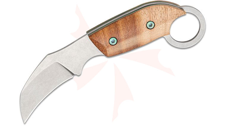 Meglio Knives Flagship Karambit Cabbage Slicer Fixed Blade Knife 1.98 inch MagnaCut Stonewashed Hawkbill Blade, Black Acacia Wood Handles, Kydex Sheath with IWB Clip