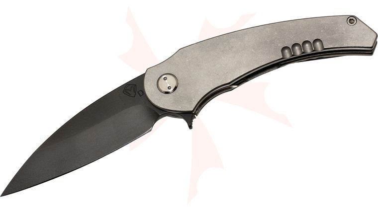 Medford Viper Folder 4 inch Black Oxide D2 Blade, Tumbled Titanium Handles