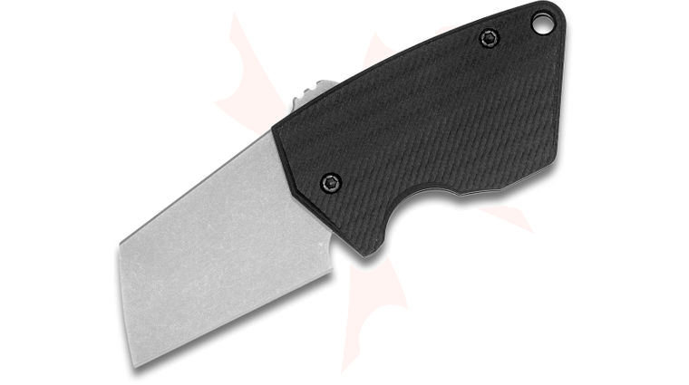 Menovade STUFF Sheepsfoot Tangential Underpin Friction Folder 1.8 inch CPM-154 Stonewashed Blade, Black G10 Handles