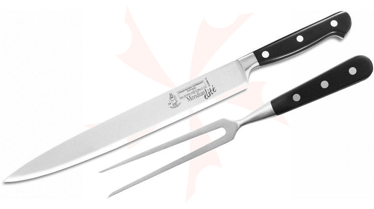 Messermeister Meridian Elite 10 inch Carving Knife and Park Plaza Fork in Gift Box