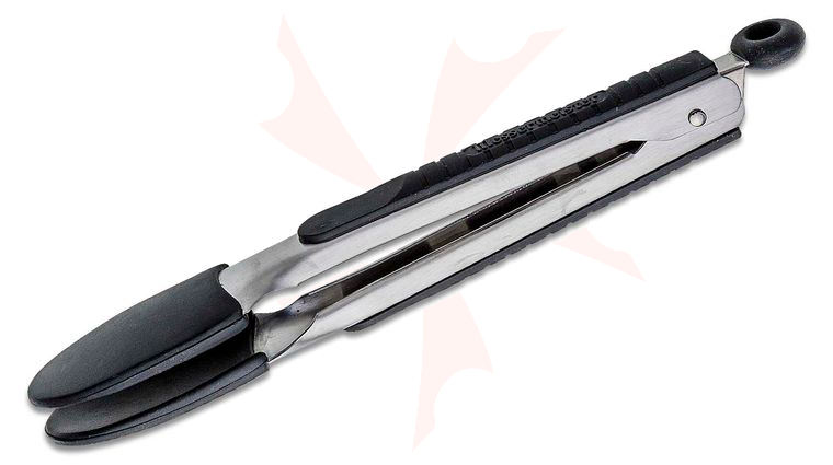 Messermeister 9 inch Silicone-Coated Locking Tongs, Black (Resistant up to 430°F)