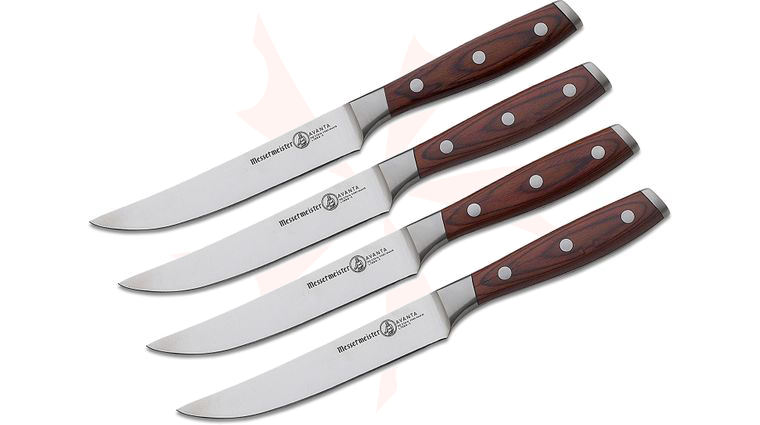 Messermeister Avanta 5 inch 4-Piece Fine Edge Steak Knife Set, Pakkawood Handles