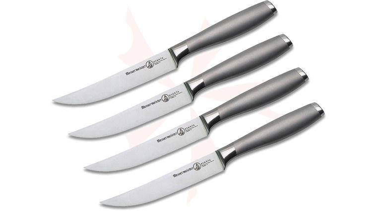 Messermeister Avanta 5 inch 4-Piece Fine Edge Steak Knife Set, Stainless Steel Handles