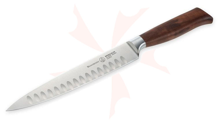 Messermeister Royale Elite 8 inch Kullenschliff Carving Knife, 1.4116 Stainless Blade, Wood Handle