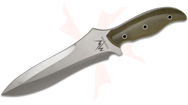 Mercworx Equatorian Chili Combat Knife Fixed 8.5 inch 154CM Double Edge Blade, OD Green Micarta Handles