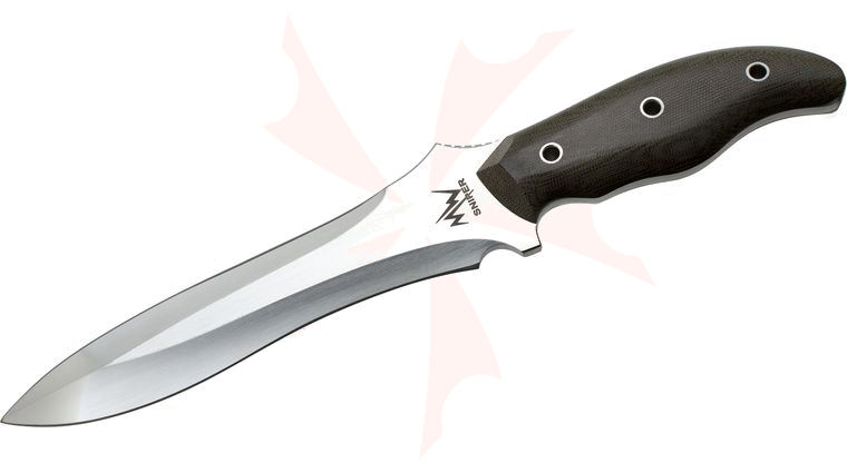 Mercworx Sniper Chili Combat Knife Fixed 7.5 inch 154CM Double Edge Blade, OD Green Micarta Handles, Kydex Sheath