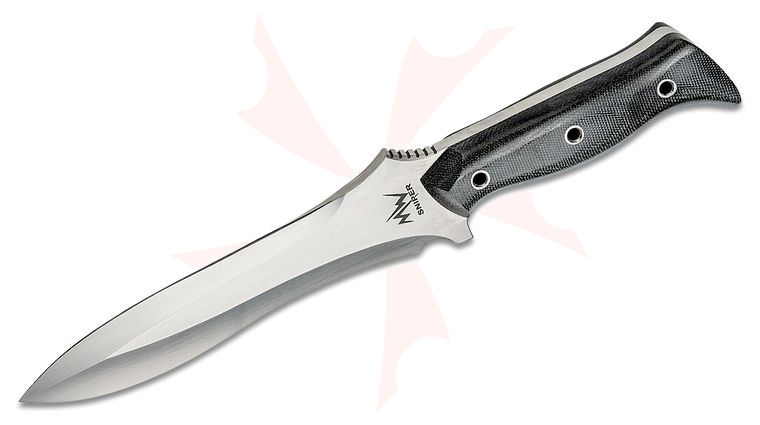 Mercworx Sniper Standard Combat Knife Double Edged 7.5 inch 154CM Blade, Micarta Handles, Kydex Sheath