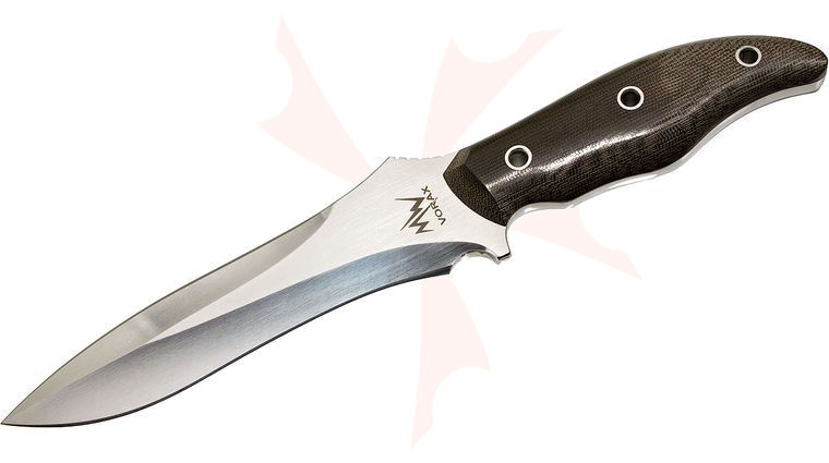 Mercworx Vorax Chili Combat Knife 6 inch S30V Double Edge Blade, OD Green Micarta Handles, Kydex Sheath (VCHS30V)