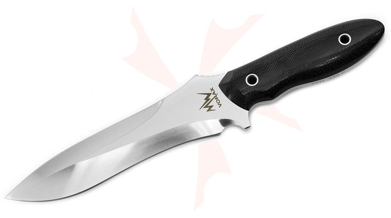 Mercworx Vorax Combat Knife 6 inch S30V Double Edge Blade, Black Micarta Handles, Kydex Sheath (VSTS30)