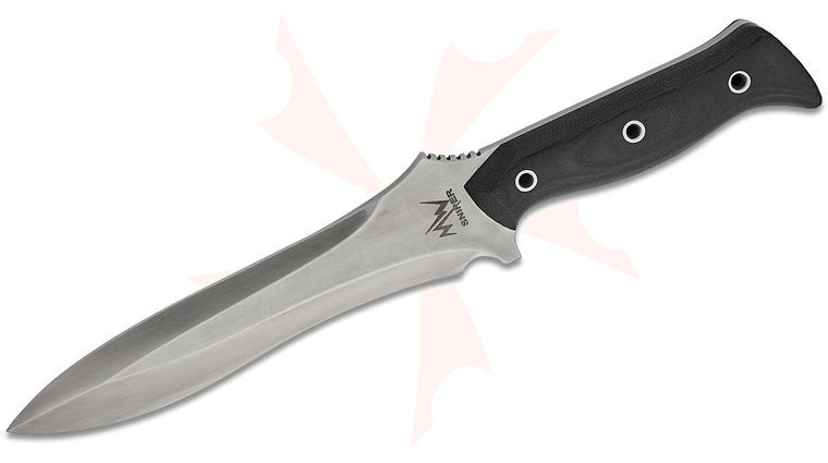 Mercworx Sniper Standard Combat Knife 7.5 inch S30V Double Edge Blade, Micarta Handles