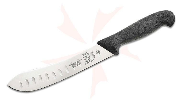 Mercer Cutlery BPX 8 inch Granton Edge Butcher Knife, Black GRN Handle