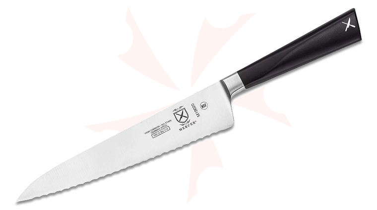 Mercer Cutlery ZuM 6 inch Utility Knife, Wavy Edge, Black Delrin Handles