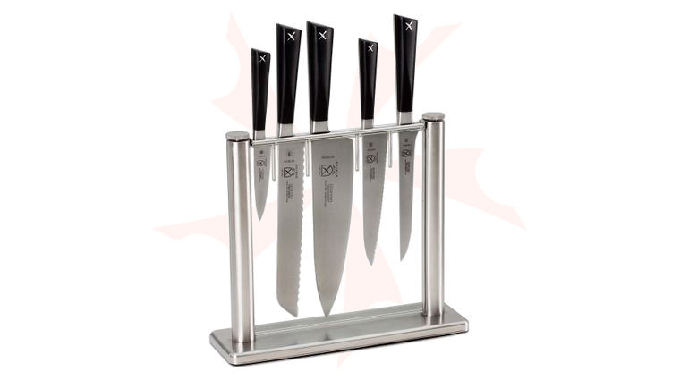 Mercer Cutlery ZuM 6 Piece Kitchen Knife Glass Block Set, Black Delrin Handles