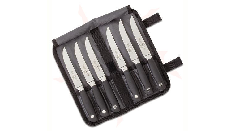Mercer Cutlery Genesis 7 Piece Steak Knife Set, Includes Knife Roll