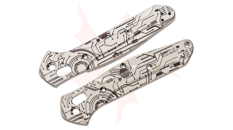 MetonBoss Titanium Benchmade Original 940/943 Scales, Circuit Board Engraved, Knife Not Included