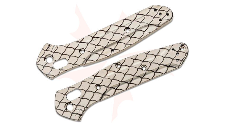 MetonBoss Titanium Benchmade Original 940/943 Scales, Dragonskin Engraved, Knife Not Included