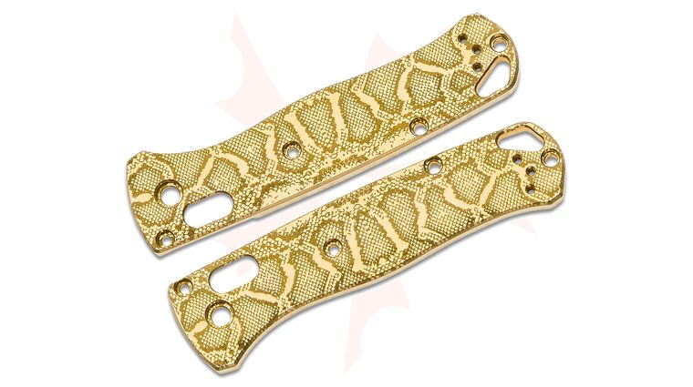 MetonBoss Brass Benchmade 535 Bugout Scales, Reptilian Engraved, Knife Not Included