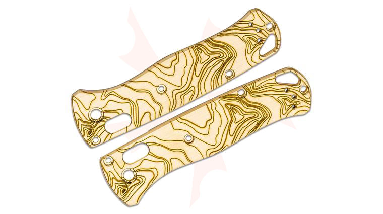 MetonBoss Brass Benchmade 535 Bugout Scales, Topographic Engraved, Knife Not Included