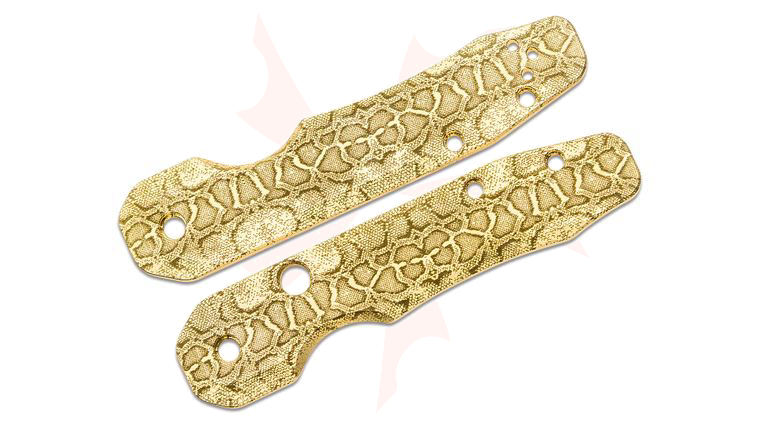 MetonBoss Brass Spyderco Smock Scales, Reptilian Engraved, Knife Not Included