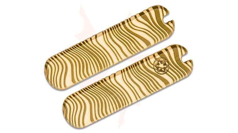 MetonBoss 58mm Brass Swiss Army Knife Scales, Beskar Mandalorian Engraved, Knife Not Included