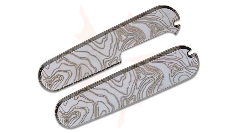 MetonBoss 91mm Titanium Swiss Army Knife Scales, Black Heat Anodized Topographic Engraved, Knife Not Included