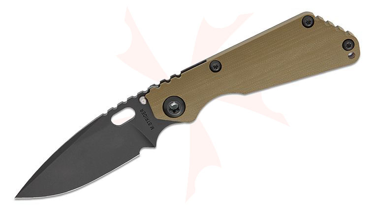 Mick Strider SnG CC Frame Lock Folding Knife 3.625 inch CTS-PD#1 Black Oxide Drop Point Blade, Contoured Green G10 and Flamed Titanium Handles, Black Oxide Hardware