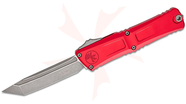 Microtech 1144-10APRD Combat Troodon Gen III AUTO OTF Knife 4.125 inch M390MK Apocalyptic Tanto Blade, Red Deep Engraved Aluminum Handles