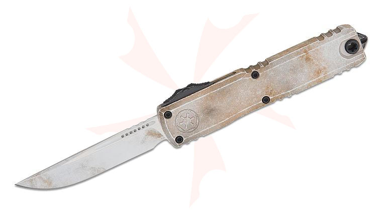 Microtech 11214-1SAD Signature Series Ultratech Gen IV AUTO OTF Knife 3.5 inch Bohler M390MK White Sandtrooper Drop Point Blade and Machined Aluminum Handles, Reversible Clip