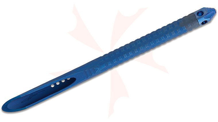 Microtech 112M-MS3 Marfione Select TAC-P Mini Antique  Blue Anodized Titanium Tactical Spike with Blue Glass Breaker, 6 inch Overall, Kydex Sheath