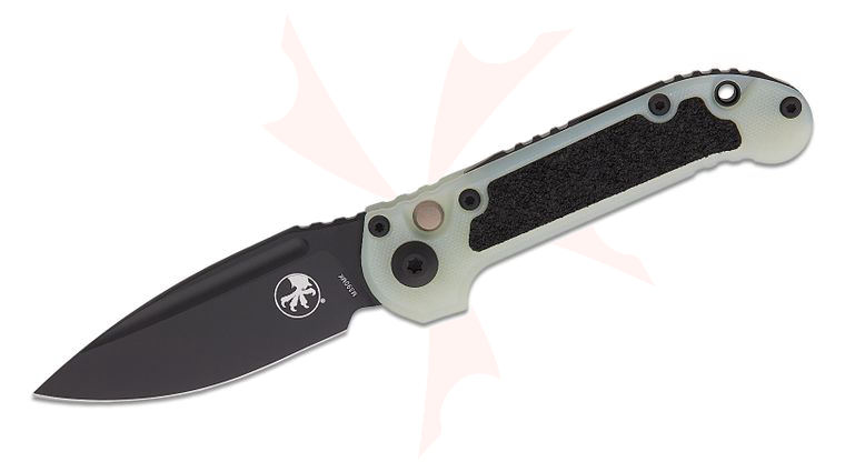 Microtech 1135-1GTJGS-X4 Signature Series LUDT Gen III AUTO Folding Knife 3.45 inch M390MK Black Drop Point Plain Blade, Jade Green G10 Handles with 3M Traction Tape Inserts