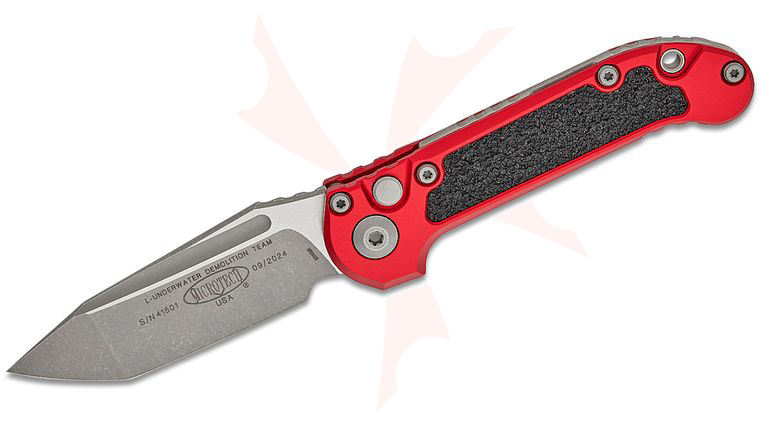 Microtech 1136-10APRD LUDT Gen III AUTO Folding Knife 3.45 inch M390MK Apocalyptic Tanto Plain Blade, Red Aluminum Handles with 3M Traction Tape Inserts