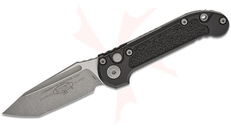 Microtech 1136-10AP LUDT Gen III AUTO Folding Knife 3.45 inch M390MK Apocalyptic Tanto Plain Blade, Black Aluminum Handles with 3M Traction Tape Inserts