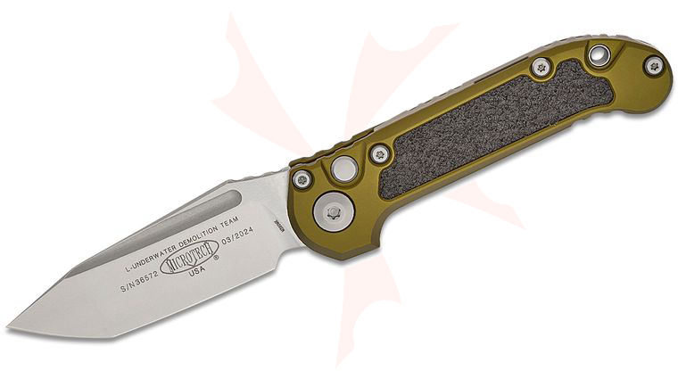 Microtech 1136-10OD LUDT Gen III AUTO Folding Knife 3.45 inch M390MK Stonewashed Tanto Plain Blade, OD Green Aluminum Handles with 3M Traction Tape Inserts