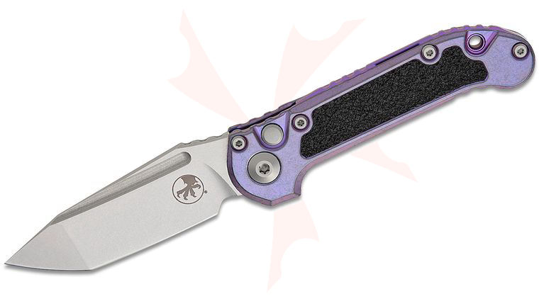 Microtech 1136-10MS10 Marfione Select LUDT Gen III AUTO Folding Knife 3.45 inch M390MK Stonewashed Tanto Plain Blade, Purple Haze Titanium Handles with 3M Traction Tape Inserts, Purple Accent