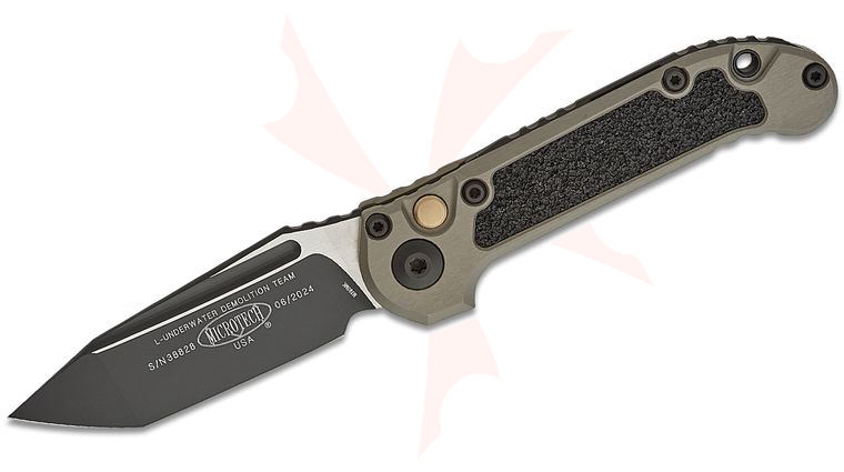 Microtech 1136-1NC LUDT Gen III AUTO Folding Knife 3.45 inch M390MK Black Tanto Plain Blade, Natural Clear Aluminum Handles with 3M Traction Tape Inserts