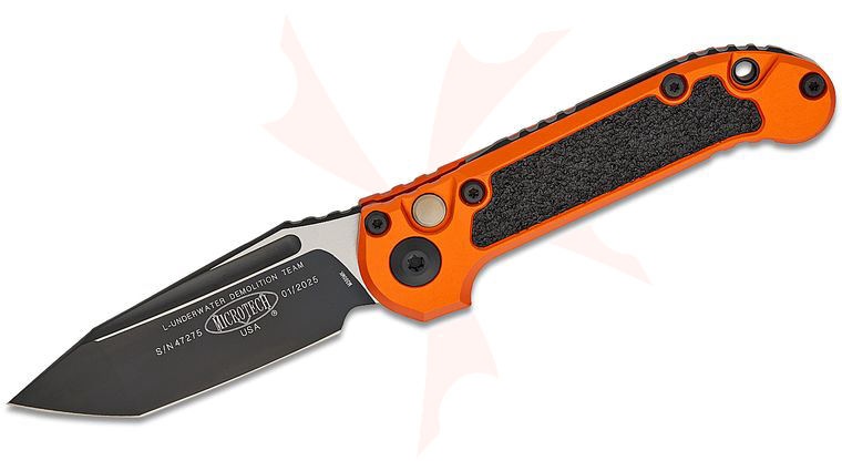 Microtech 1136-1OR 2023 LUDT Gen III AUTO Folding Knife 3.45 inch M390MK Black Tanto Plain Blade, Orange Aluminum Handles with 3M Traction Tape Inserts