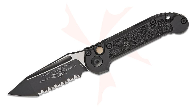Microtech 1136-3T 2023 LUDT Gen III Tactical AUTO Folding Knife 3.45 inch M390MK Black Tanto Serrated Blade, Black Aluminum Handles with 3M Traction Tape Inserts