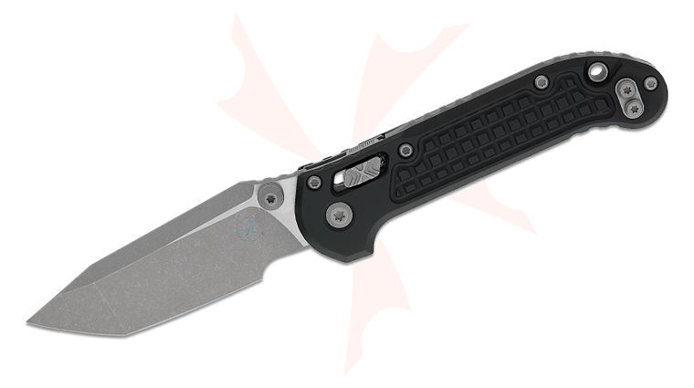 Microtech 1136RL-10APFR LUDT RAM-LOK Manual Folding Knife 3.45 inch M390MK Apocalyptic Tanto Plain Blade, Black Frag Aluminum Handles, Reversible Clip