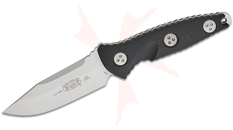 Microtech 113M-10 Socom Alpha Mini Fixed Blade Knife 3.72 inch Stonewashed Clip Point, G10 Handles, Kydex Sheath