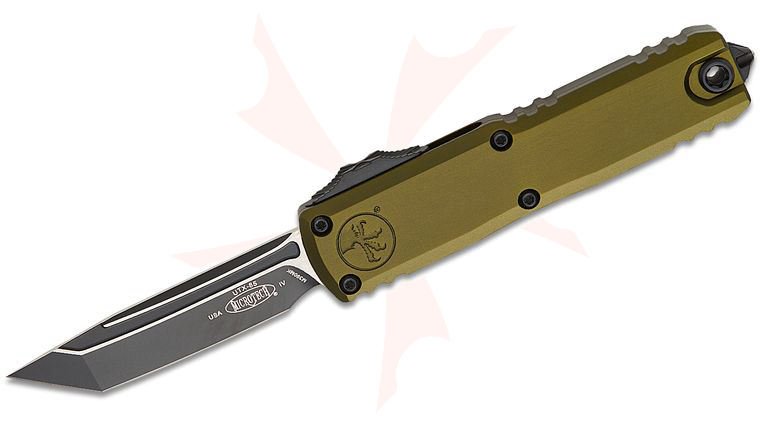 Microtech 12334-1OD UTX-85 Gen IV OTF AUTO Knife 3 inch M390MK Black Tanto Blade, OD Green Machined Aluminum Handles